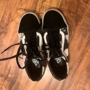 Vans Black and White floral Patterned Sneakers